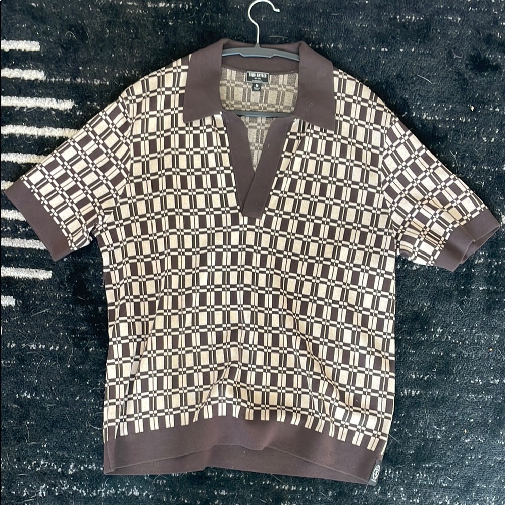 Men's Brown and Cream Geometric Shirt